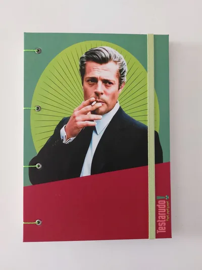 cuaderno copta Testarudo con tapa de Marcelo Mastroianni, vista frontal