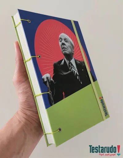 cuaderno copta Testarudo con tapa de Borges, otra vista