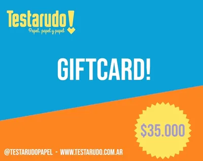 Giftcard! $35.000 — gift card Testarudo, vista frontal