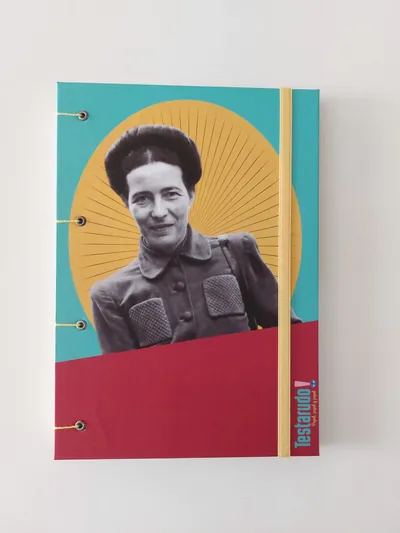 cuaderno copta Testarudo con tapa de Simone de Beauvoir, vista frontal
