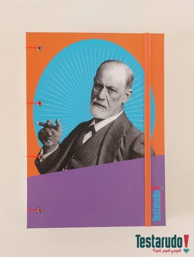 cuaderno copta Testarudo con tapa de Freud, vista frontal