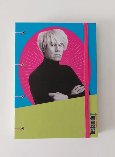 cuaderno copta Testarudo con tapa de Andy Warhol, vista frontal